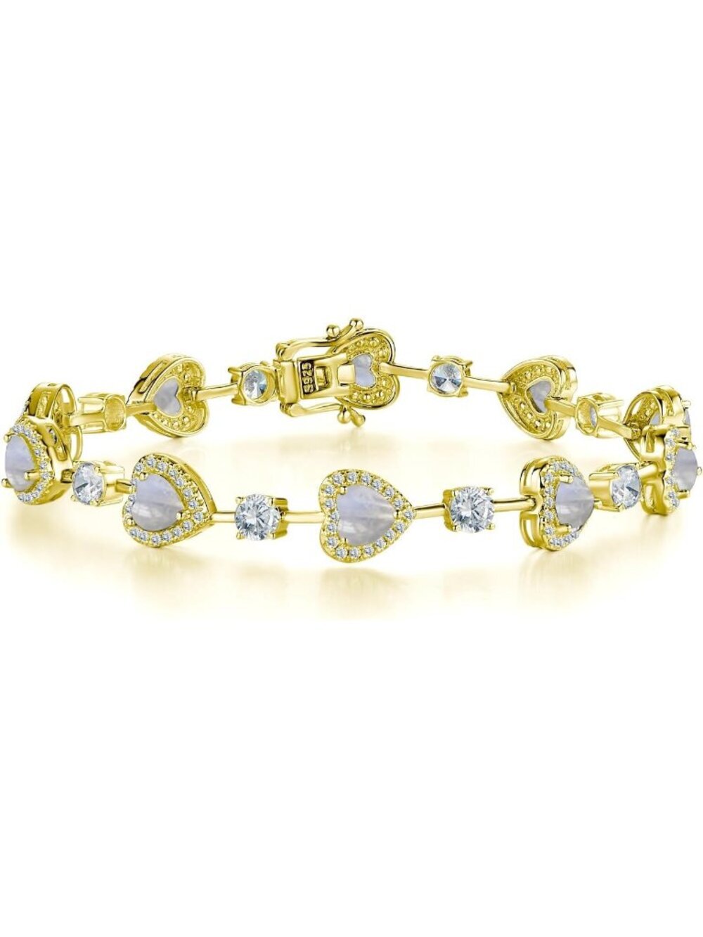 Gemlanto Women's Moonstone Silver Gemstone Heart Bracelet luxury Fashion Jewelry
